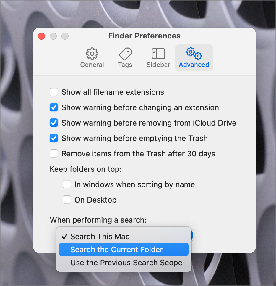 Finder Default Search