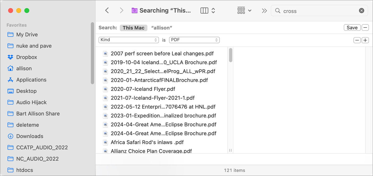Finder Search Where Kind is PDF