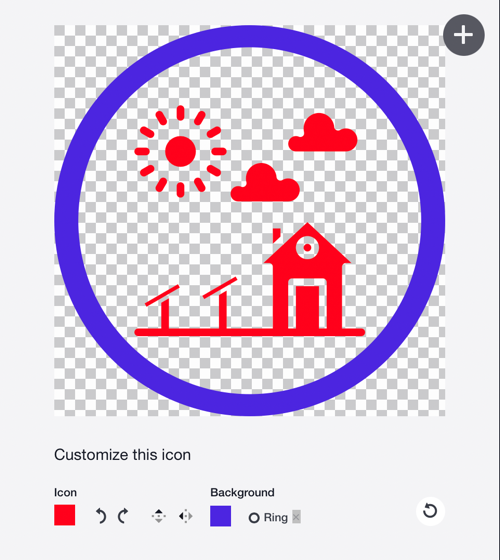Solar Panel Icon in Red Flipped Purple Ring