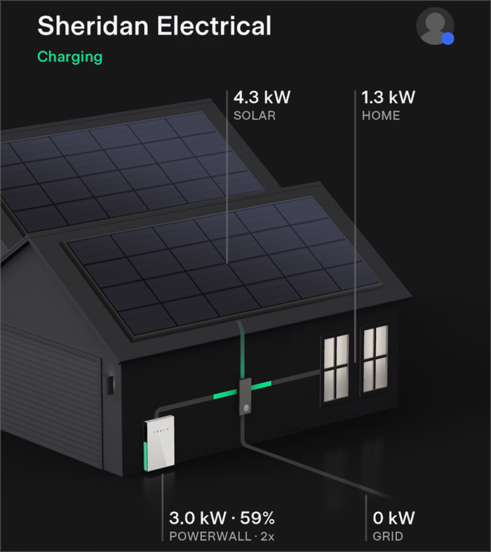 Tesla App Showing Energy Flow