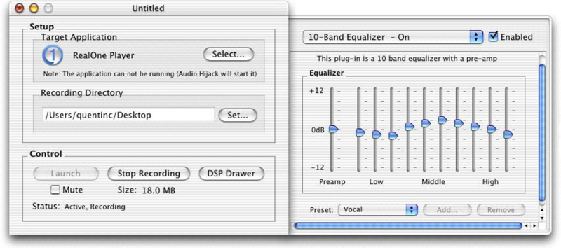 Audio Hijack 1.0 Interface