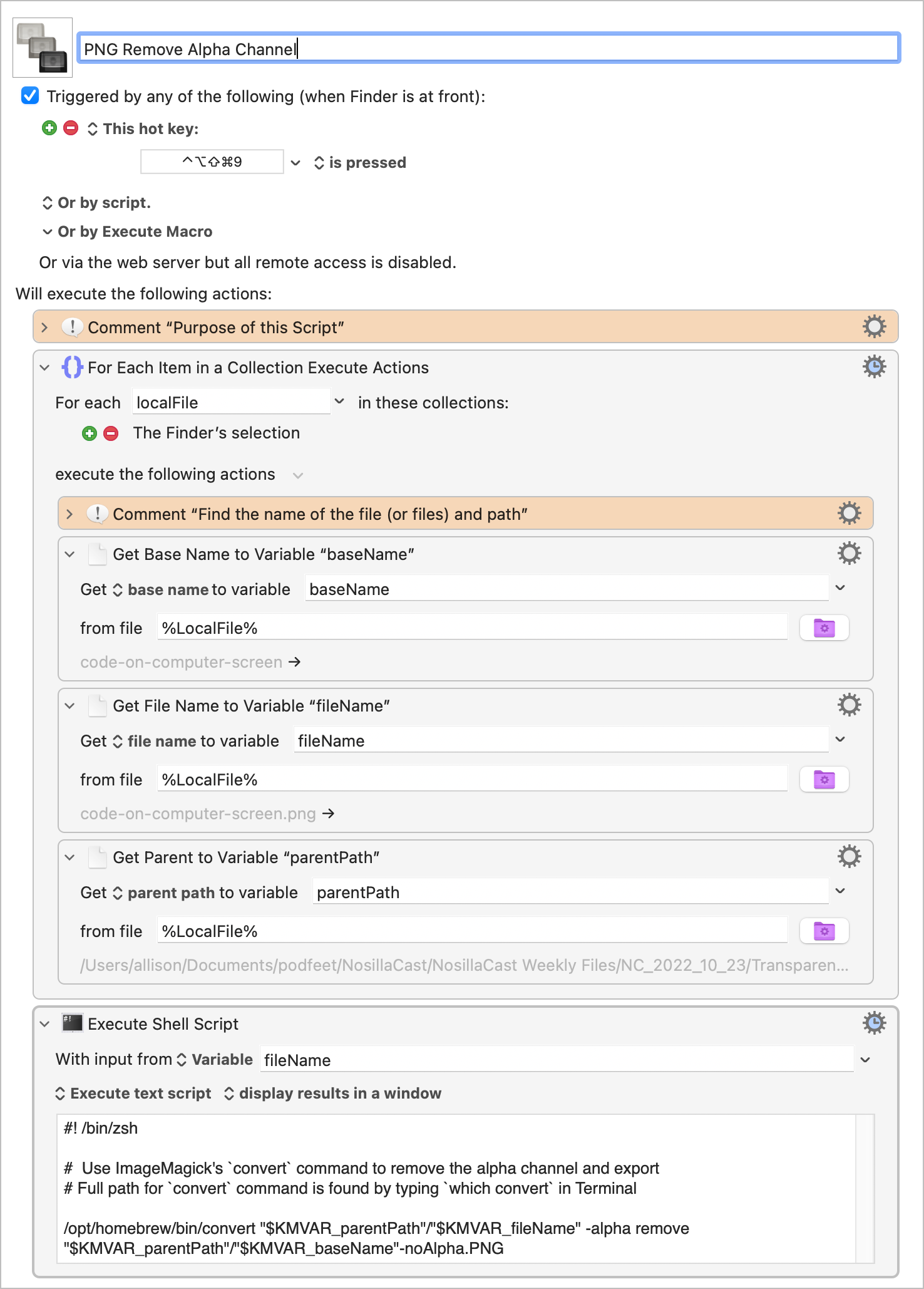 Keyboard Maestro Macro to Remove Alpha Channel from PNGs