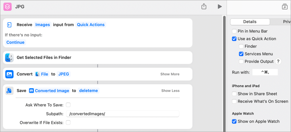 Shortcuts Semi Functional JPG Conversion