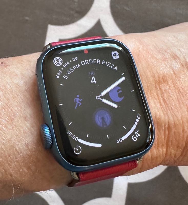 Blue Apple Watch with Red Band Before
