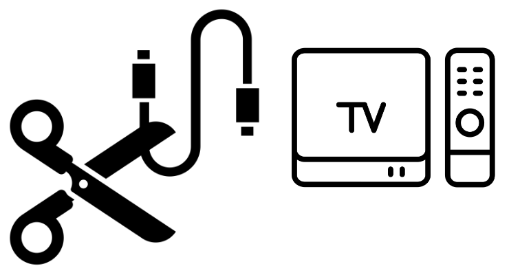 Scissors Cutting Cable Next to TV