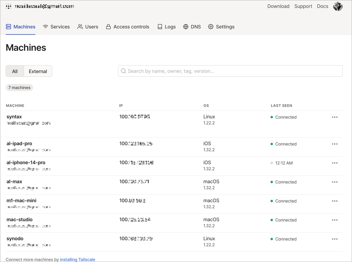 Tailscale Admin Console