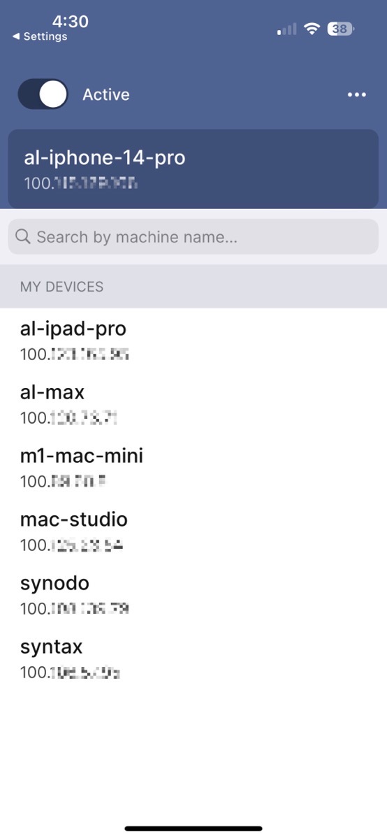 Tailscale Device Listing on iOS