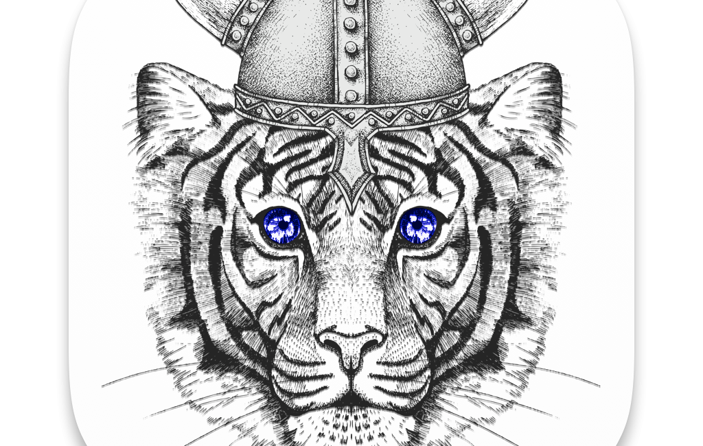 Lion wearing a viking helmet (logo for Velja)