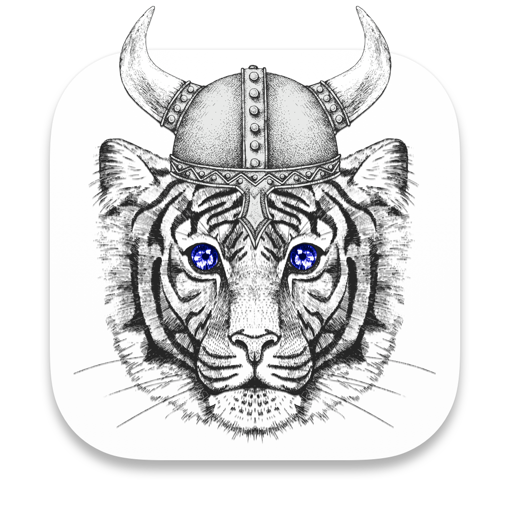 Lion wearing a viking helmet (logo for Velja)