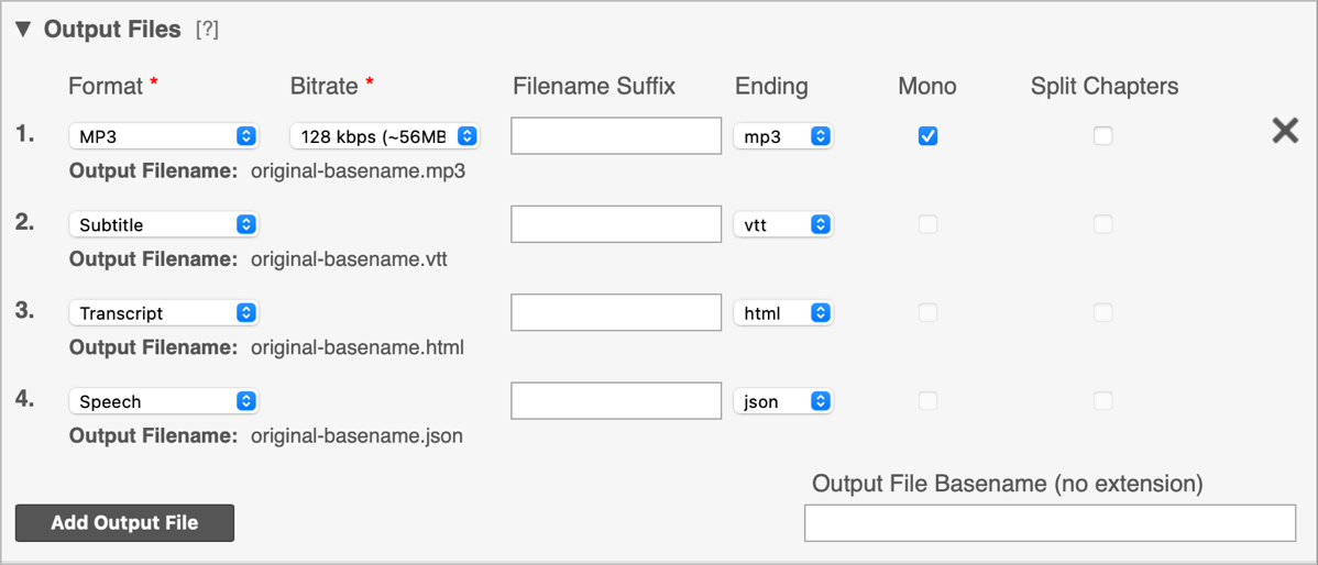 Auphonic Output Format Options