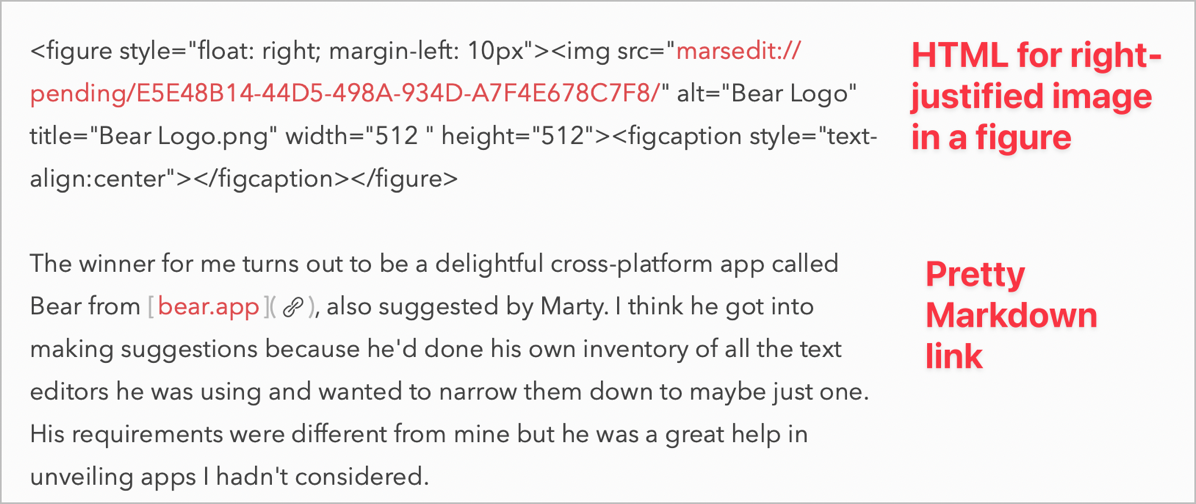 Bear App Showing Markdown and HTML Links