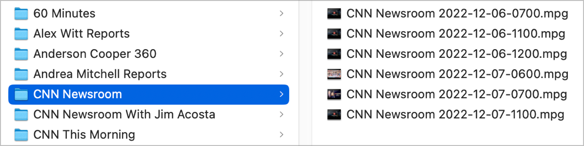 Channels Shows on My Synology shown in Finder