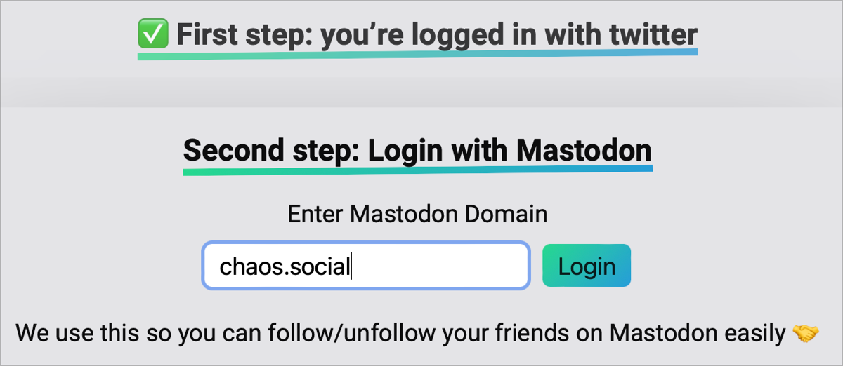 Log into Mastodon at movetodon org