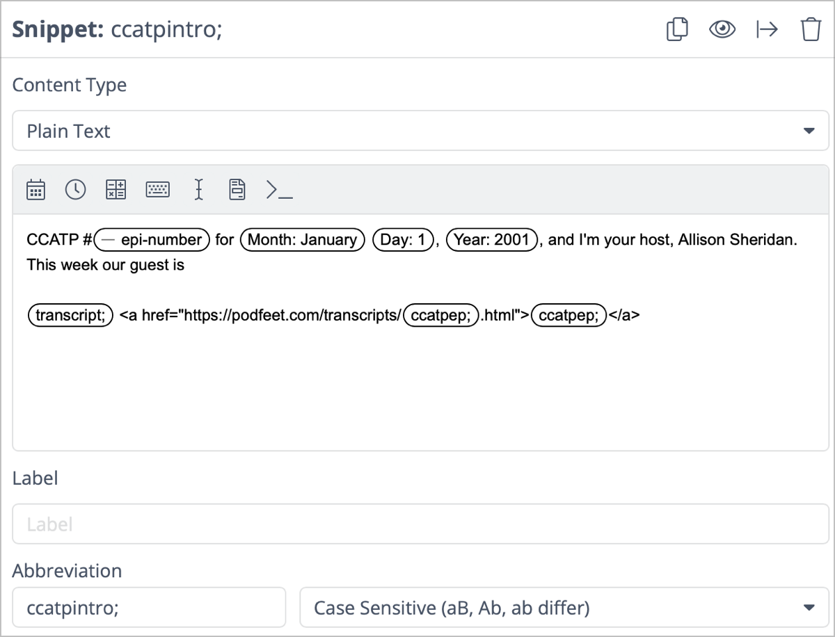 TextExpander Snippet for Chit Chat with Embedded Transcript Snippet.png TextExpander Snippet for Chit Chat with Embedded Transcript Snippet