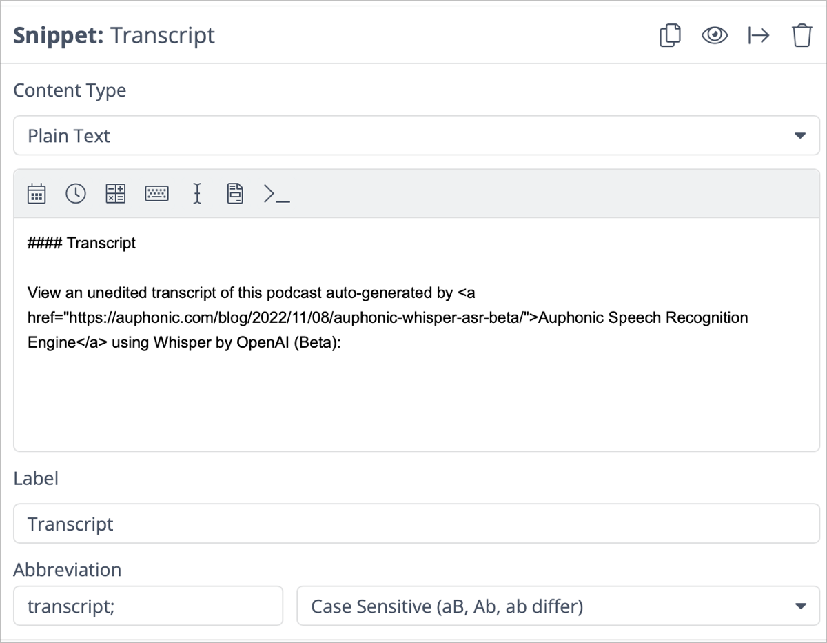 TextExpander Transcript Snippet.png TextExpander Transcript Snippet