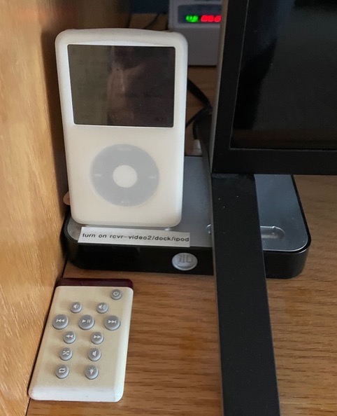 iPod video in a DLO HomeDock with remote