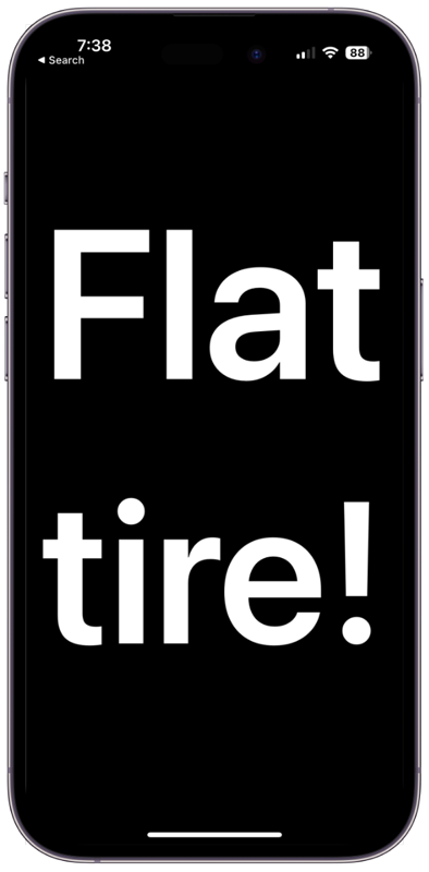 iPhone 14 frame saying flat tire.png IPhone 14 frame saying flat tire