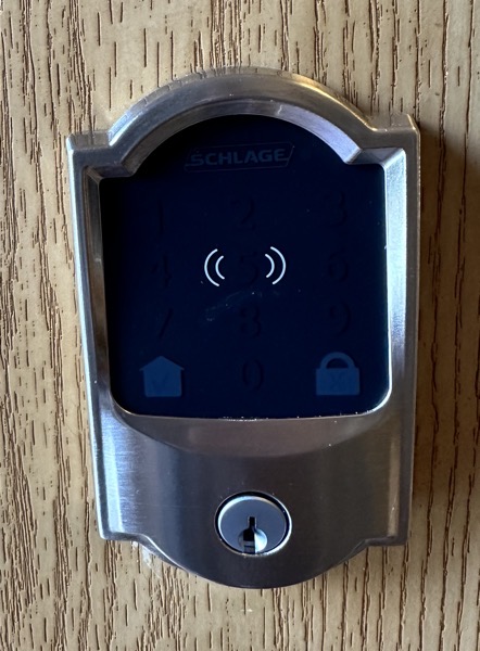 schlageoutside.JPG touch screen with a key slot below it