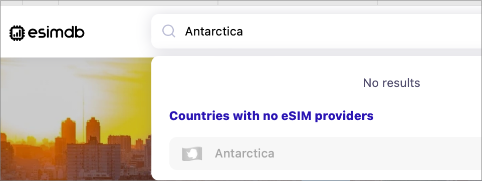 No esims in Antarctica on esimdb