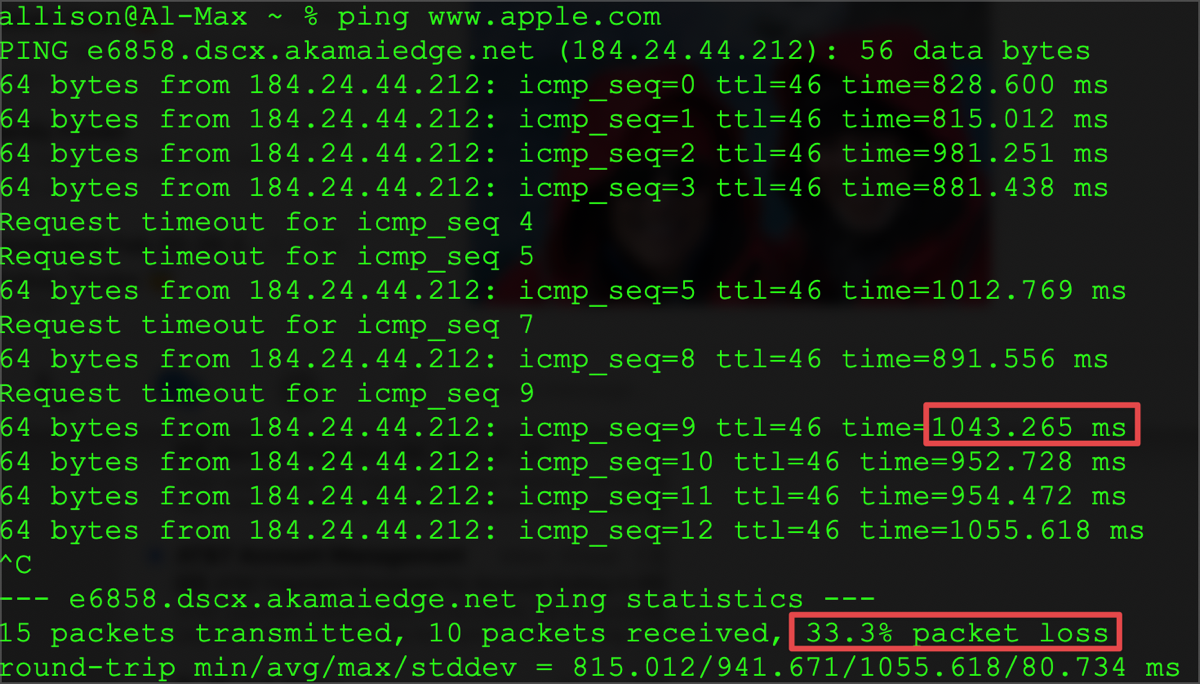 Ping Times from Antarctica going as high as 1043 ms and 33.3 percent packet loss