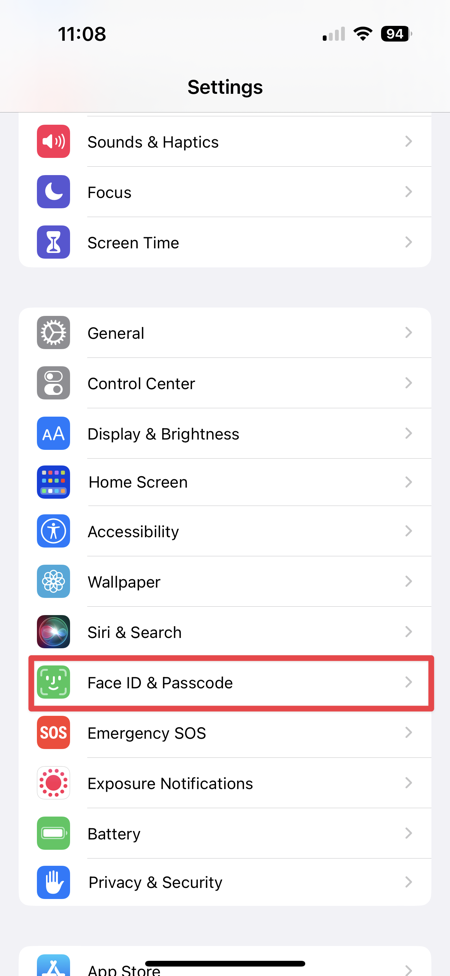 Settings Choose Face ID  Passcode