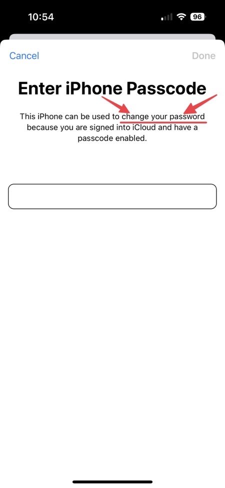 iPhone Passcode Can Change Apple ID Passcode