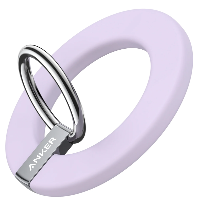 Anker Magnetic Phone Grip.png Anker Magnetic Phone Grip lavender ring with a metal flat donut that pops up from it