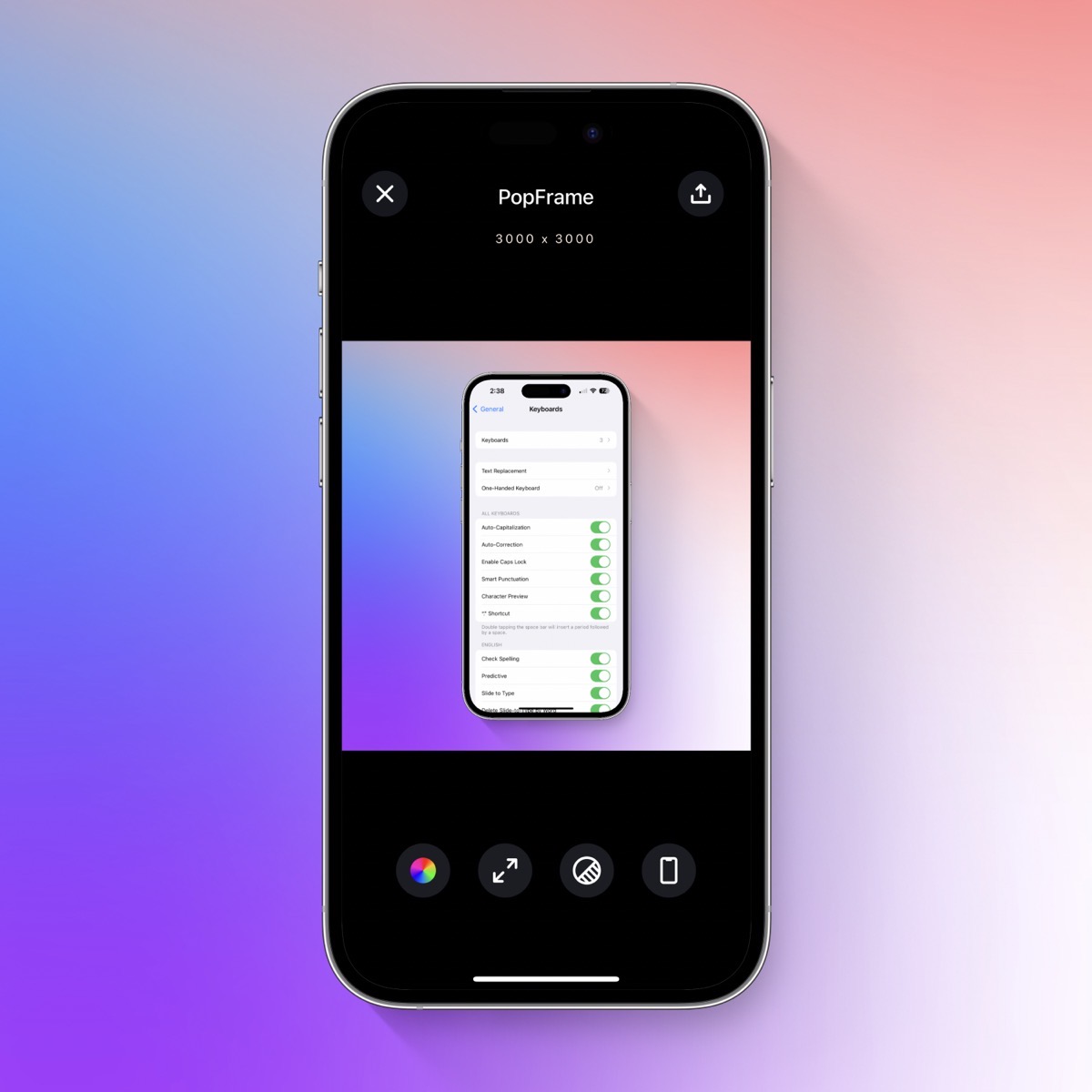PopFrame Showing 4 Buttons to Modify Image jpeg