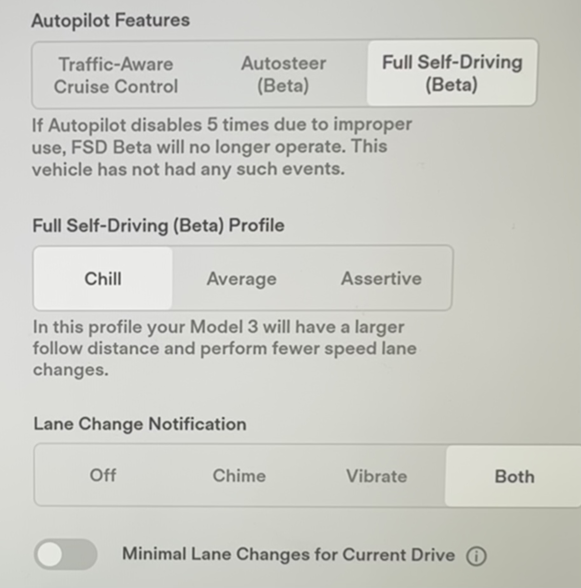 Tesla Full Self Driving Settings