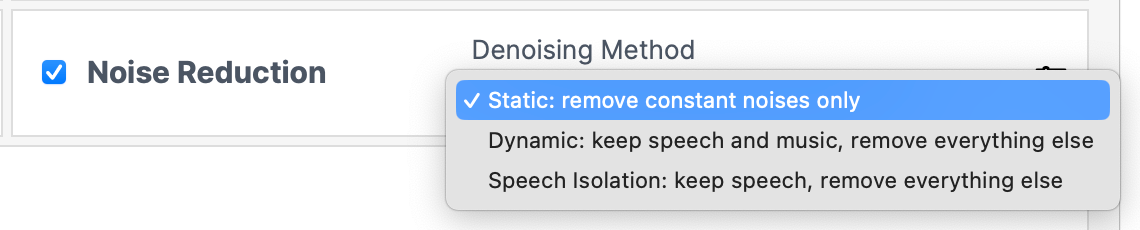 Auphonic Denoise options