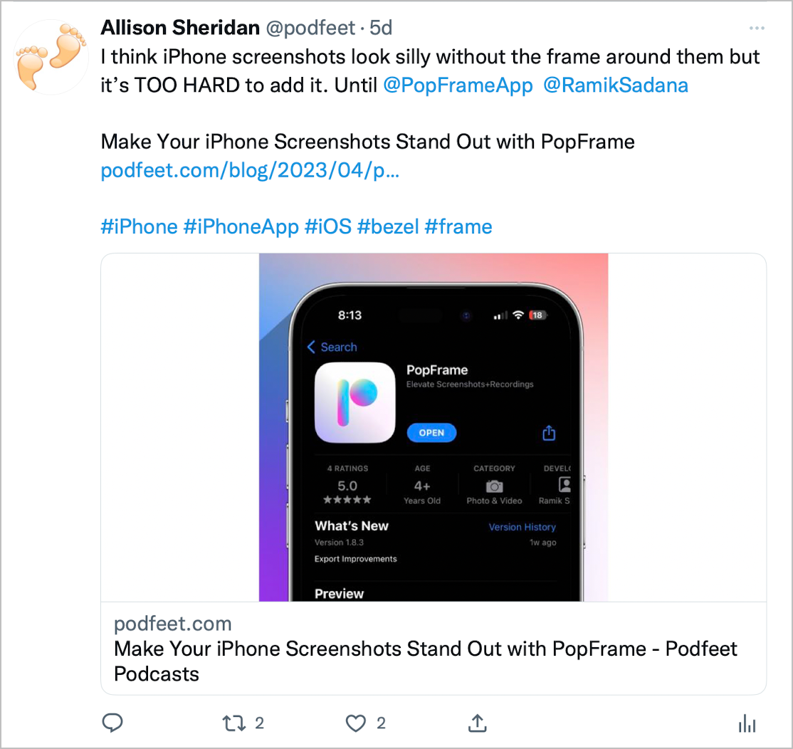 PopFrame Post on Twitter 7 days 0 comments 2 reposts 2 likes with 3673 followers.png PopFrame Post on Twitter 7 days 0 comments 2 reposts 2 likes with 3673 followers