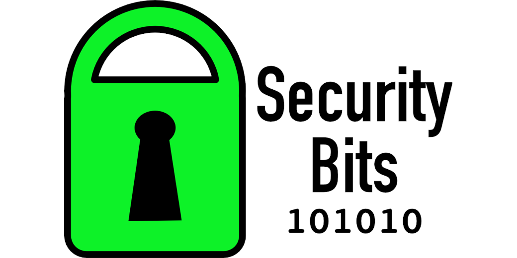 Security Bits logo - a green padlock with the words Security Bits to the right and in tiny letters below ithat it says 10101010 indicating a digital lock