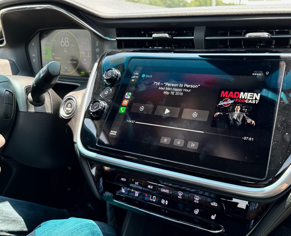 Chevy Bolt Display Showing MadMen Podcast