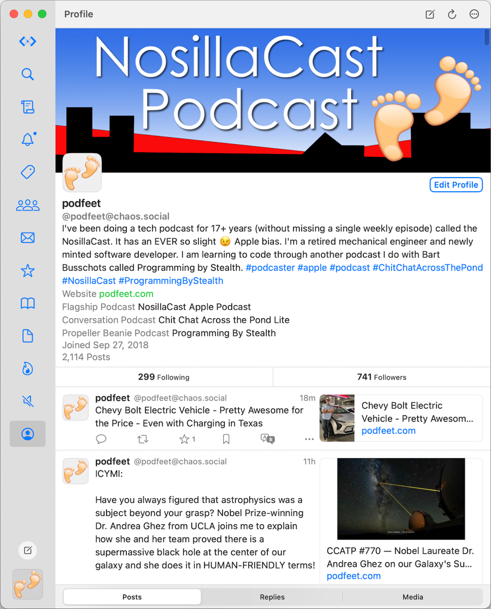 Mona Showing Podfeet Profile and Posts.png Mona Showing Podfeet Profile and Posts