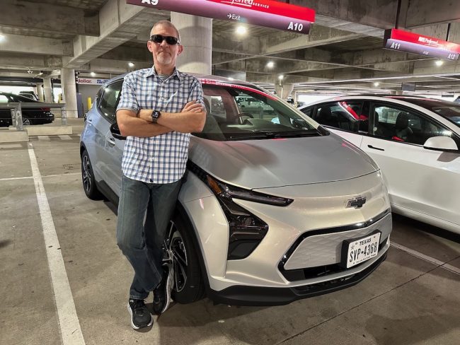 Steve Looking Cool in Front of Chevy Bolt