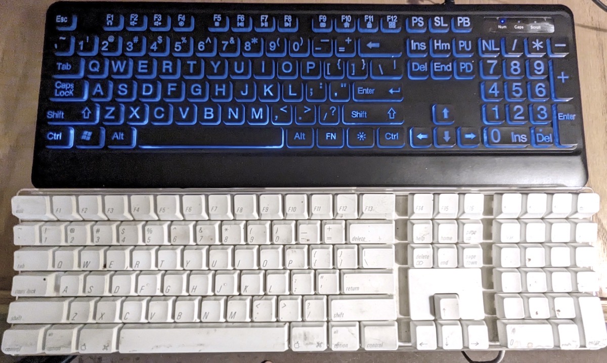 KOPJIPPOM Large Print Backlit Keyboard compared to the Original Apple Extended Keyboard