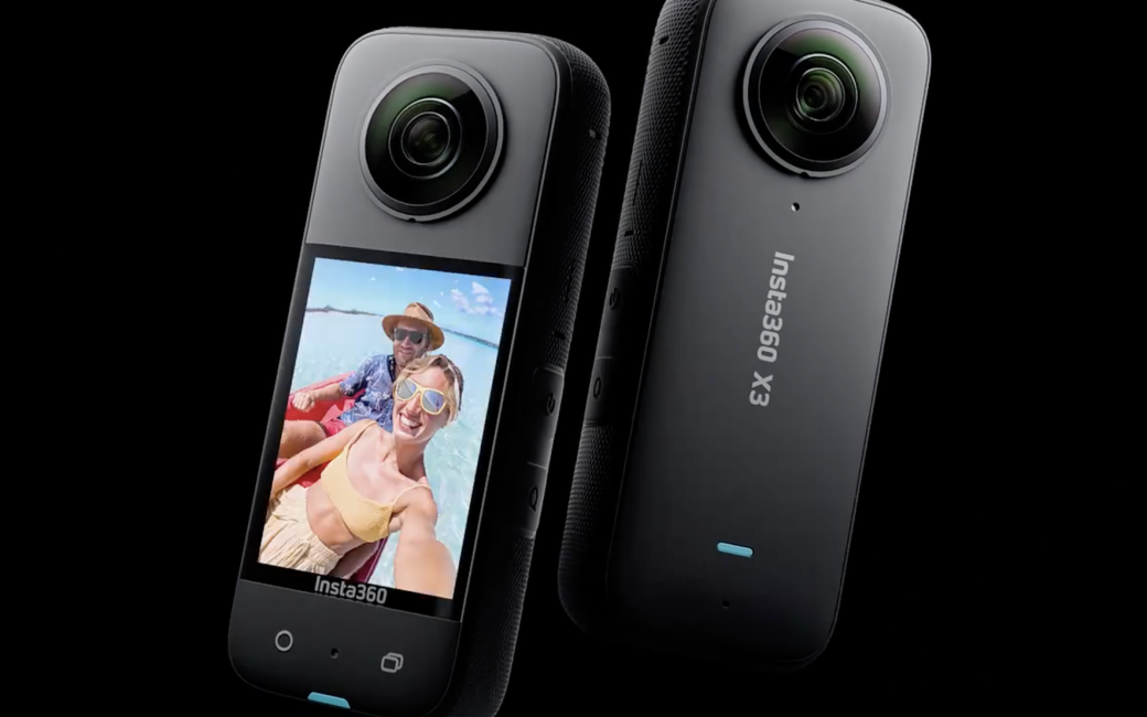 Insta360 Action Cam Product Image including front and back views of the camera
