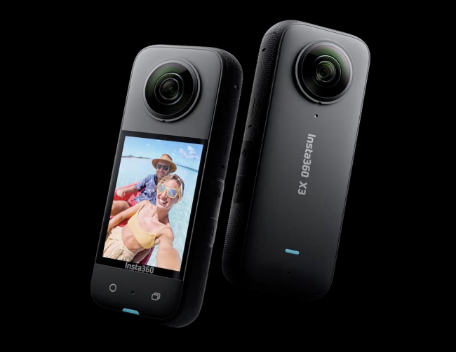 Insta360 Action Cam Product Image including front and back views of the camera