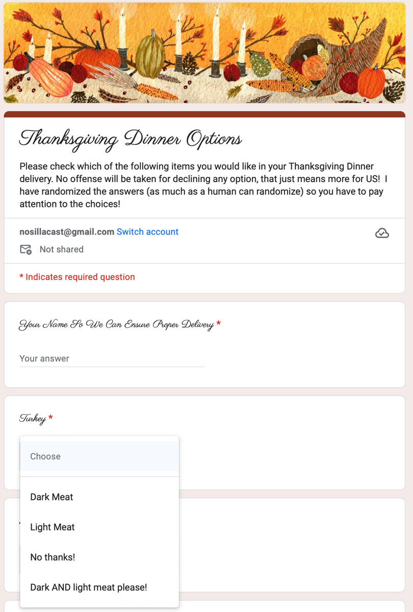 Thanksgiving Delivery Options