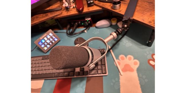 Shure MV7 mic on a boom arm