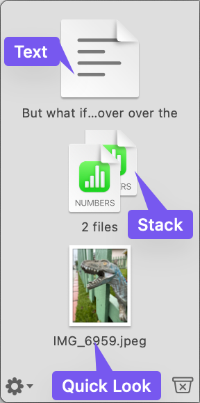 Text Stack and Quick Look Examples