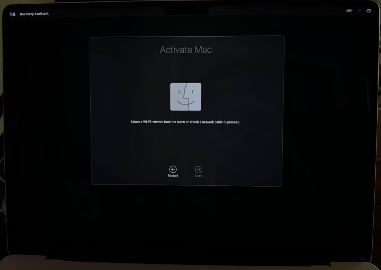 Activate Mac asking for network