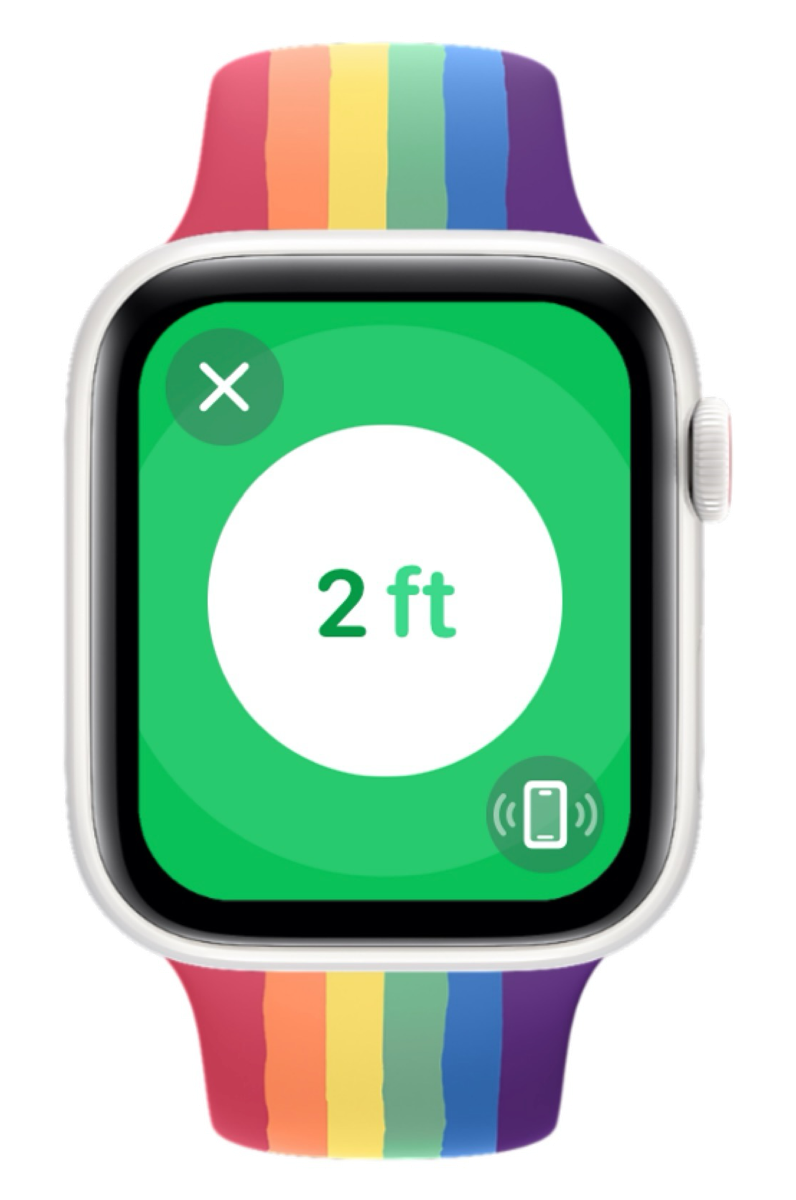 Apple Watch Showing 2 ft on a green background