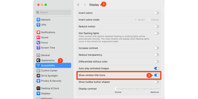 System Settings to make Finder - Show Window Title Icons
