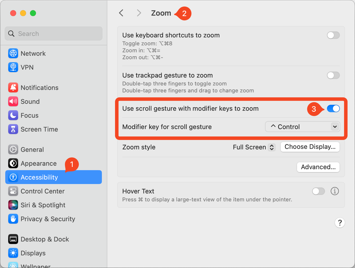 System Settings  Zoom with Modifier Key