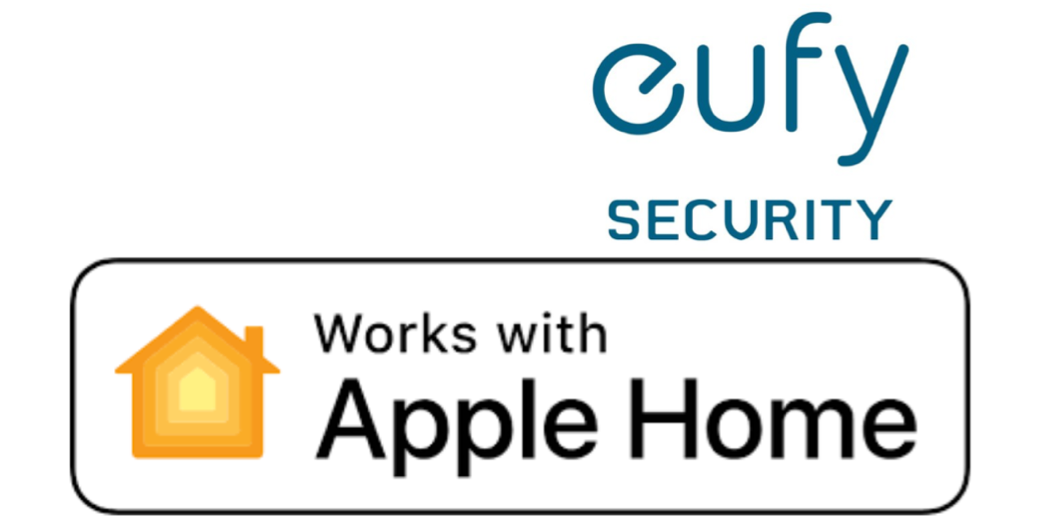 eufy Security logo plus works with Apple HomeKit