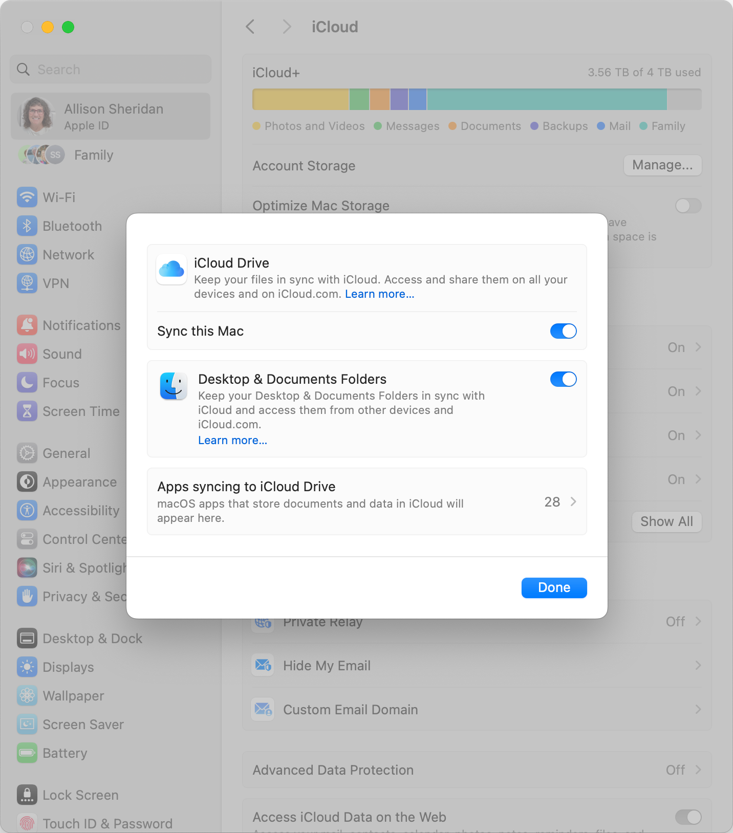 ICloud Drive  Toggle on Desktop and Documents