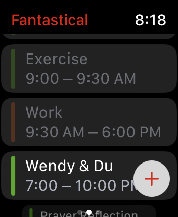 Calendar View on Apple Watch