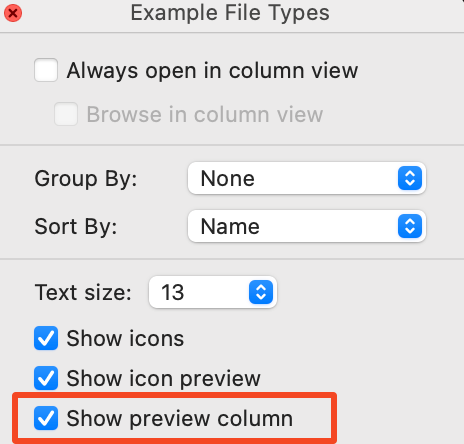 Finder Options Show Preview Column