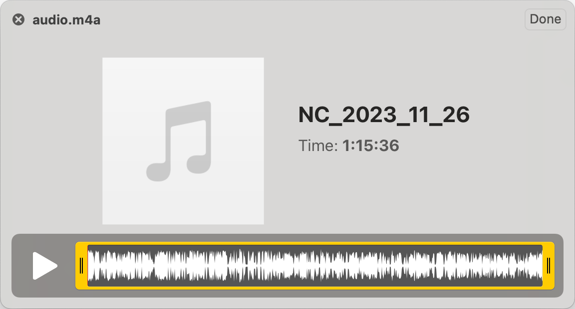 Quick Actions Trim Audio File